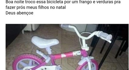 Mãe oferece bicicleta da filha em troca de frango para ceia em BH