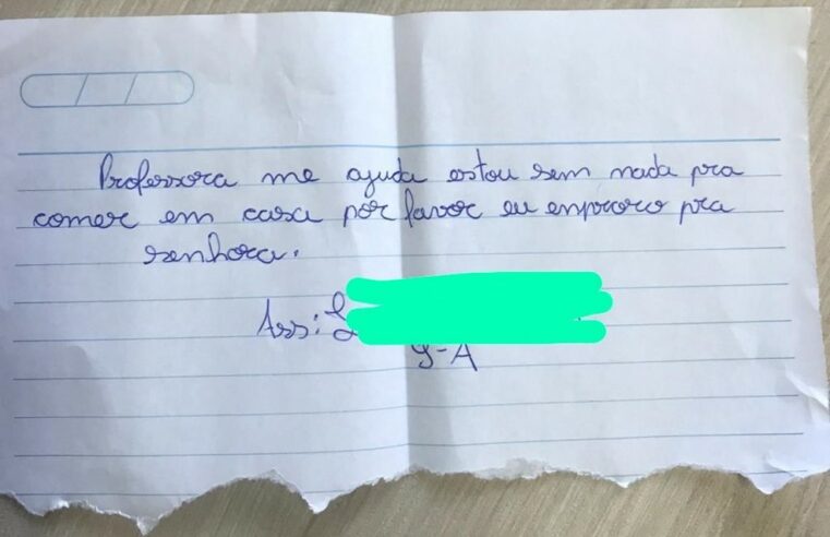 Aluno escreve bilhete implorando por comida, e campanha por alimentos acaba ajudando 40 famílias: ‘A fome não pode esperar’