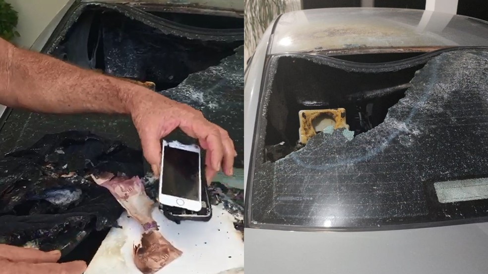 Celular de empresário pega fogo no carro e incêndio danifica veículo e notebook: ‘Fumaça por todo lado’, diz