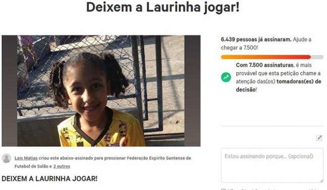 Mãe cria abaixo-assinado após filha ser proibida no futsal