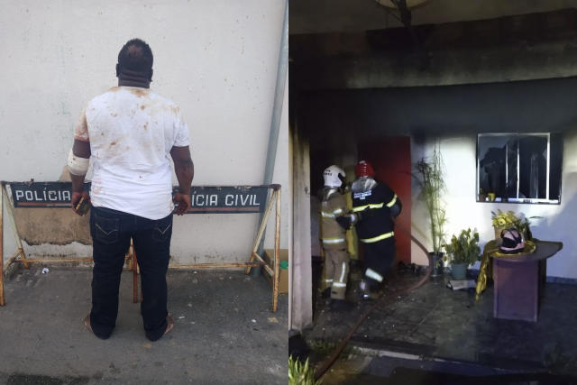 Homem incendeia própria casa, esfaqueia companheira e mais cinco pessoas