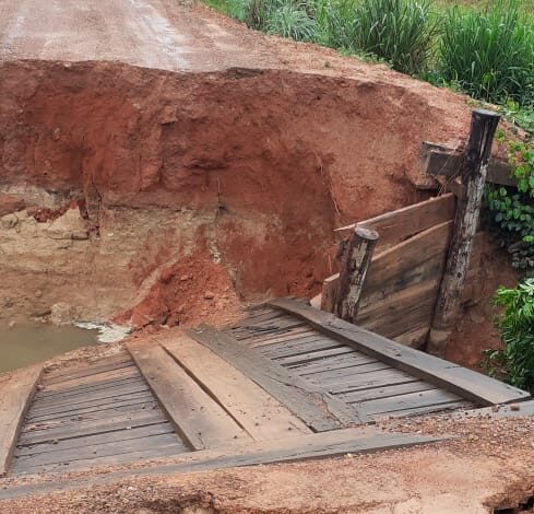 Após chuva, ponte cai na vicinal 6ª Sul em Alta Floresta