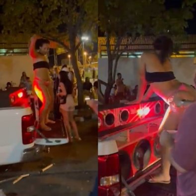 Mulher tenta enciumar ex e dança só de calcinha em cima de carro em Cuiabá