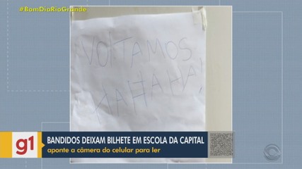 ‘Voltamos’: assaltantes deixam cartaz com recado após invadir escola dois dias seguidos em Porto Alegre