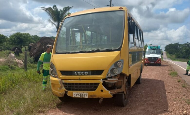 Micro ônibus escolar da prefeitura de Nova Santa Helena furtado em oficina em Colíder é localizado na MT-320