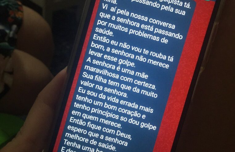 Neta viraliza ao postar mensagem de criminoso que ficou com dó de aplicar golpe em idosa: ‘Tanto drama que ladrão desistiu’