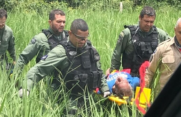 Idoso de 92 anos desaparecido há três dias é resgatado pelo Ciopaer em região de mata