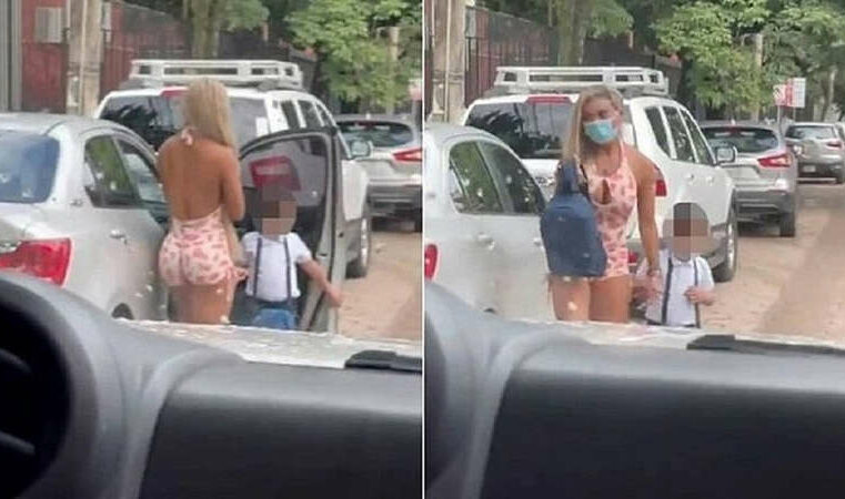 Mulher é xingada por vestir macaquinho para levar filho à escola