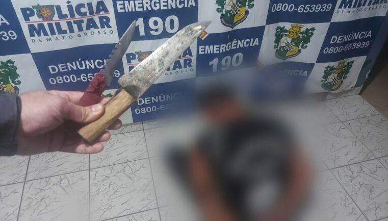 Homem é preso após tentar matar ex mulher a golpes de faca em Guarantã do Norte
