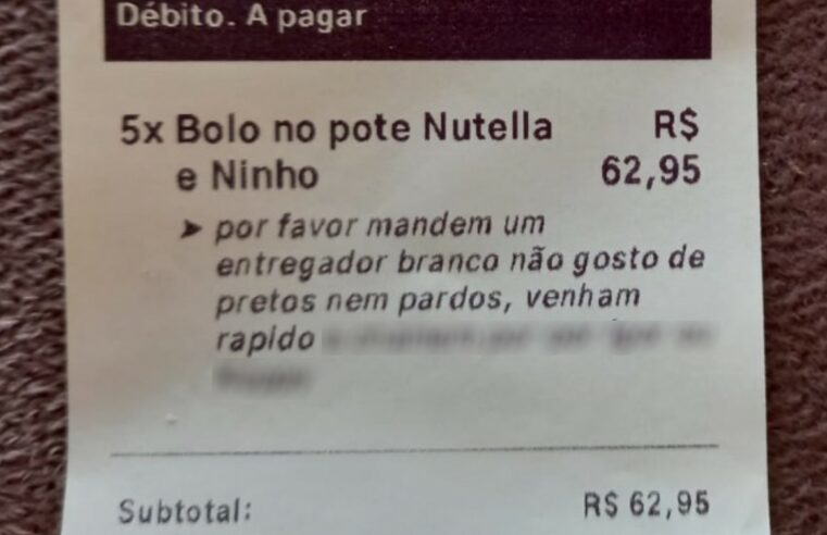 “Mandem entregador branco. Não gosto de pretos”, pede cliente em app