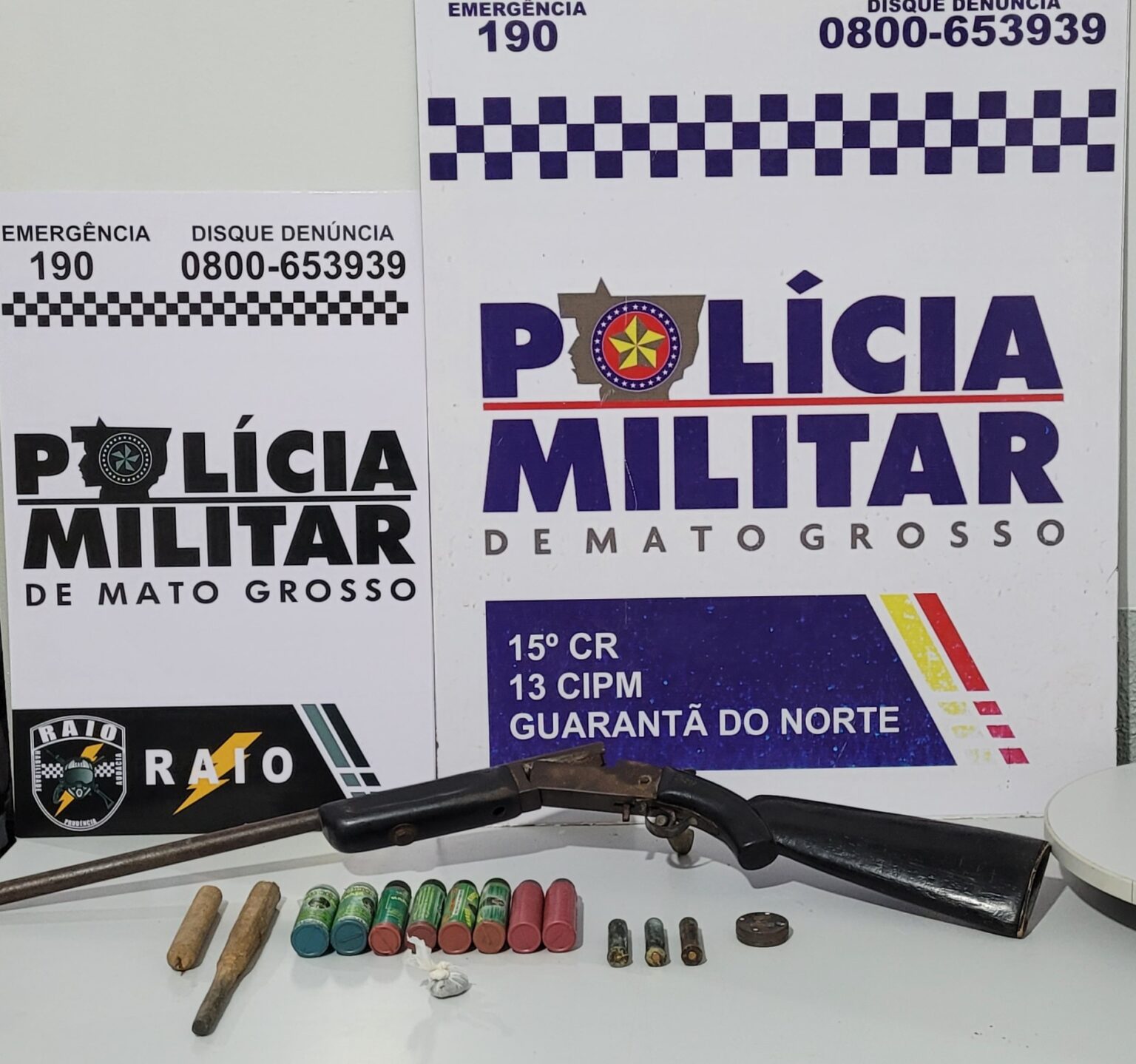 Homem é preso com arma, munições e droga em Guarantã do Norte