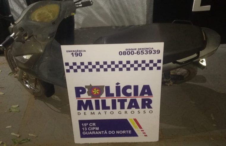 Motocicleta furtada é recuperada pela Polícia Militar em Guarantã do Norte