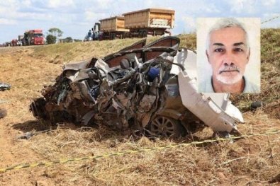 Idoso morre em batida de carro e caminhões na BR-163 em MT