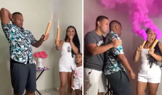 “Uma menina?”: Pai desmaia em chá revelação e viraliza nas redes