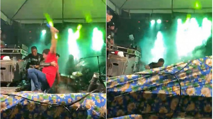 Palco desaba com banda durante festa junina na Bahia