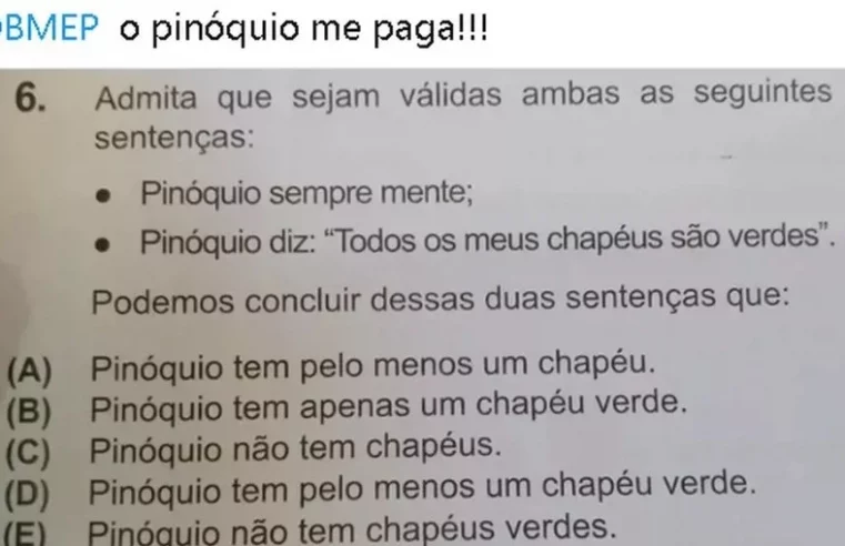 Questão da OBMEP sobre Pinóquio viraliza: afinal, o personagem mentiu?