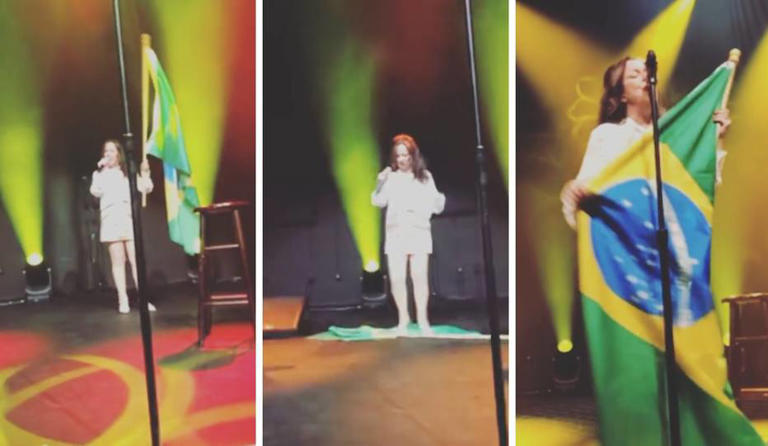 Bebel Gilberto pisa na bandeira do Brasil em show e pede desculpas