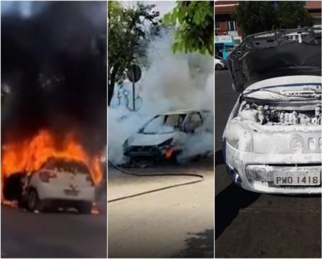 Calor de 38ºC faz dois carros pegarem fogo em Cuiabá