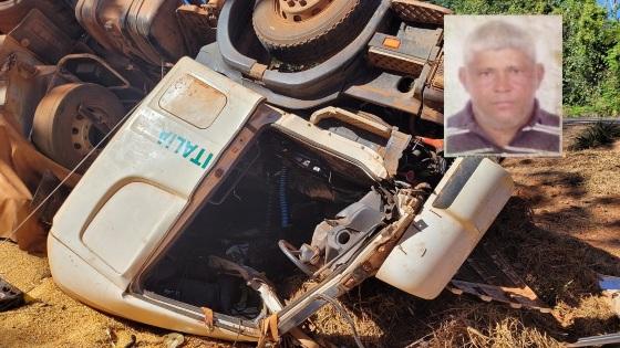 Motorista morre ao capotar carreta com carga de milho na MT 322