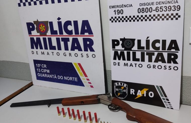 Equipe Raio da Polícia Militar prende jovem com arma e munições em Guarantã do Norte