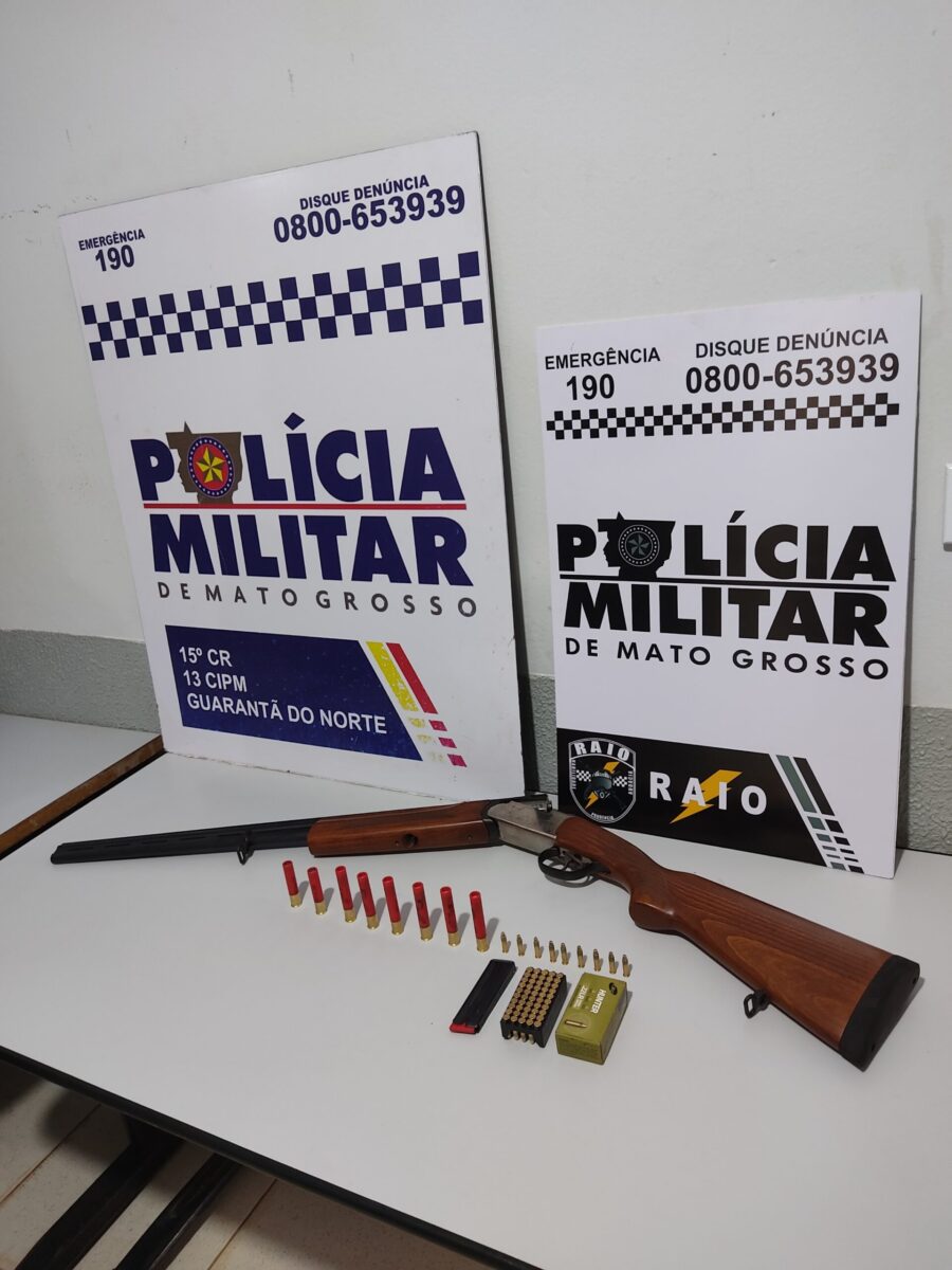 Equipe Raio da Polícia Militar prende jovem com arma e munições em Guarantã do Norte