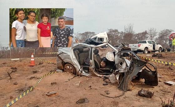 Família morre após acidente entre carro e carreta na BR-163, em Nova Mutum ao voltarem de um velório em Guarantã do Norte