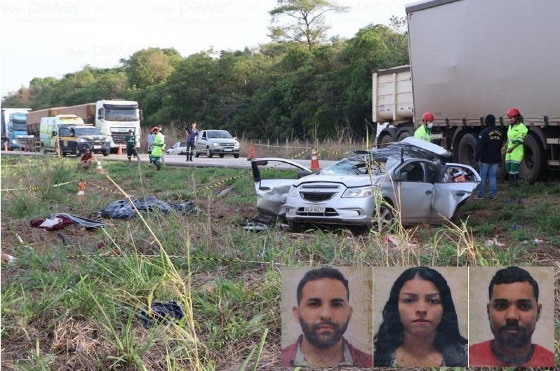 Três das cinco vítimas de acidente entre carro e carreta na BR-163 são identificadas
