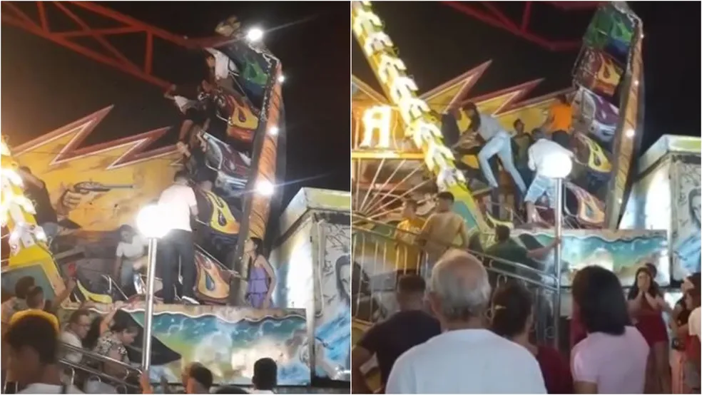 Brinquedo parte ao meio e deixa feridos em parque de diversão no Ceará