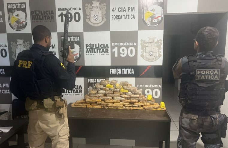 PRF e Força Tática apreende mais 36 tabletes de cocaína escondidos em veículo em Guarantã do Norte