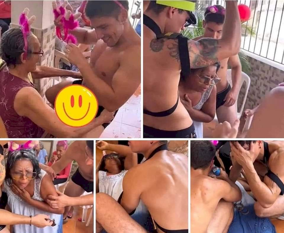 Idosa ganha festa surpresa com gogo boy ‘dotado’, passa mal e vai parar no hospital no RS