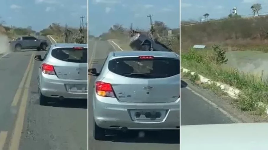 Padre cochila ao volante e cai com carro dentro de lago no Ceará