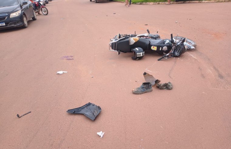 Motociclista fica em estado grave em colisão no cruzamento em Guarantã do Norte