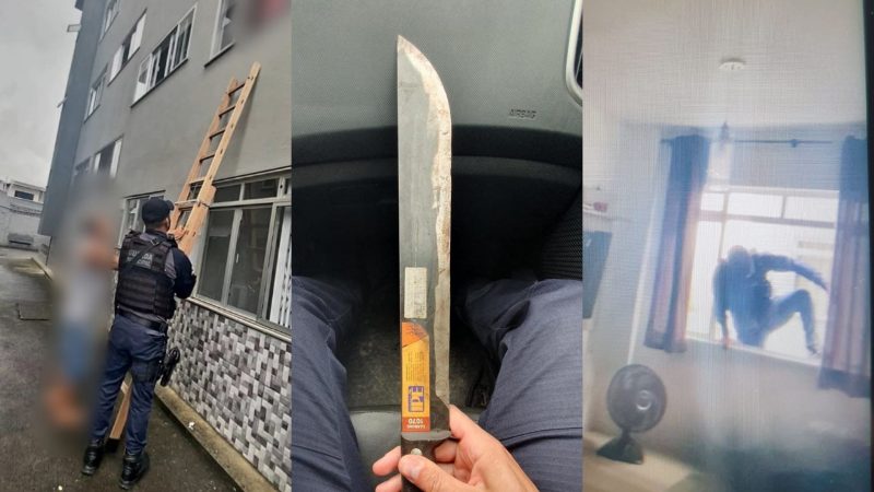 Grávida pede socorro pela janela após ser agredida e ameaçada com facão em Itajaí