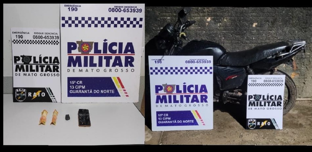 Menor é detido pelo RAIO com drogas e moto adulterada em Guarantã do Norte