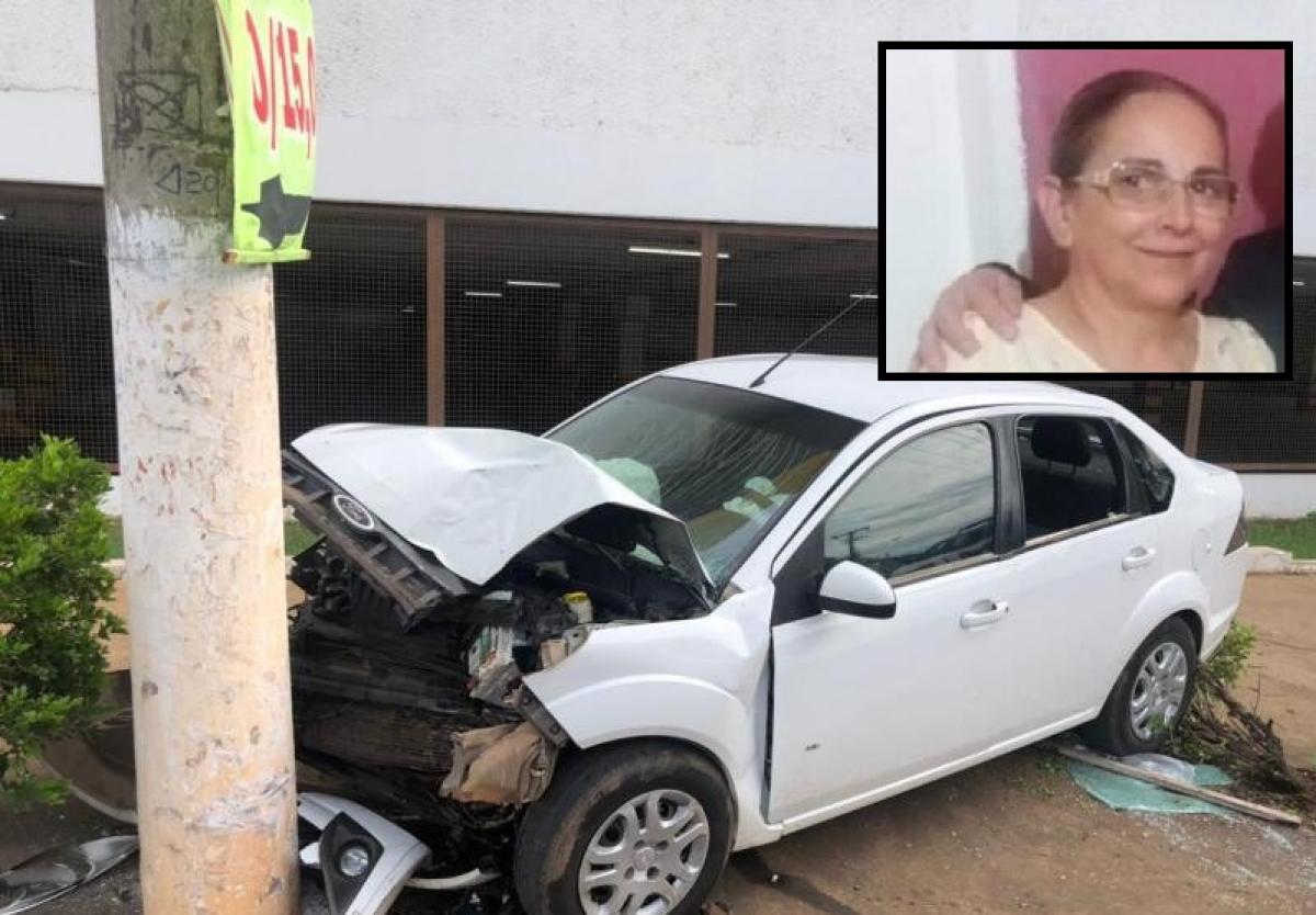 A caminho da igreja, mulher sofre infarto, bate veículo em poste e morre