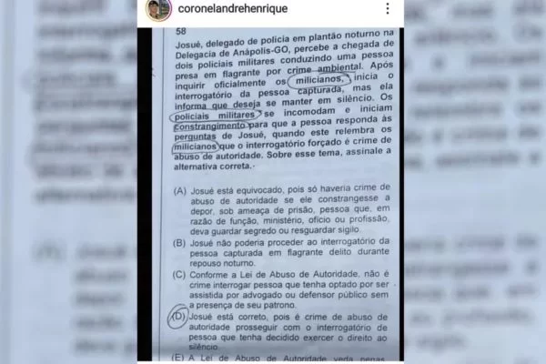 Banca anula questão que chamava PMs de milicianos em concurso de Goiás