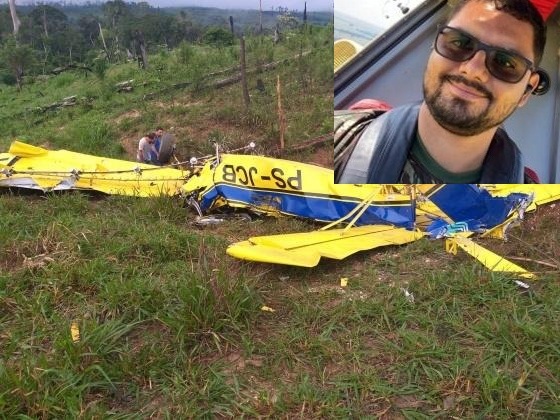 Avião agrícola cai e mata piloto na zona rural de Juína