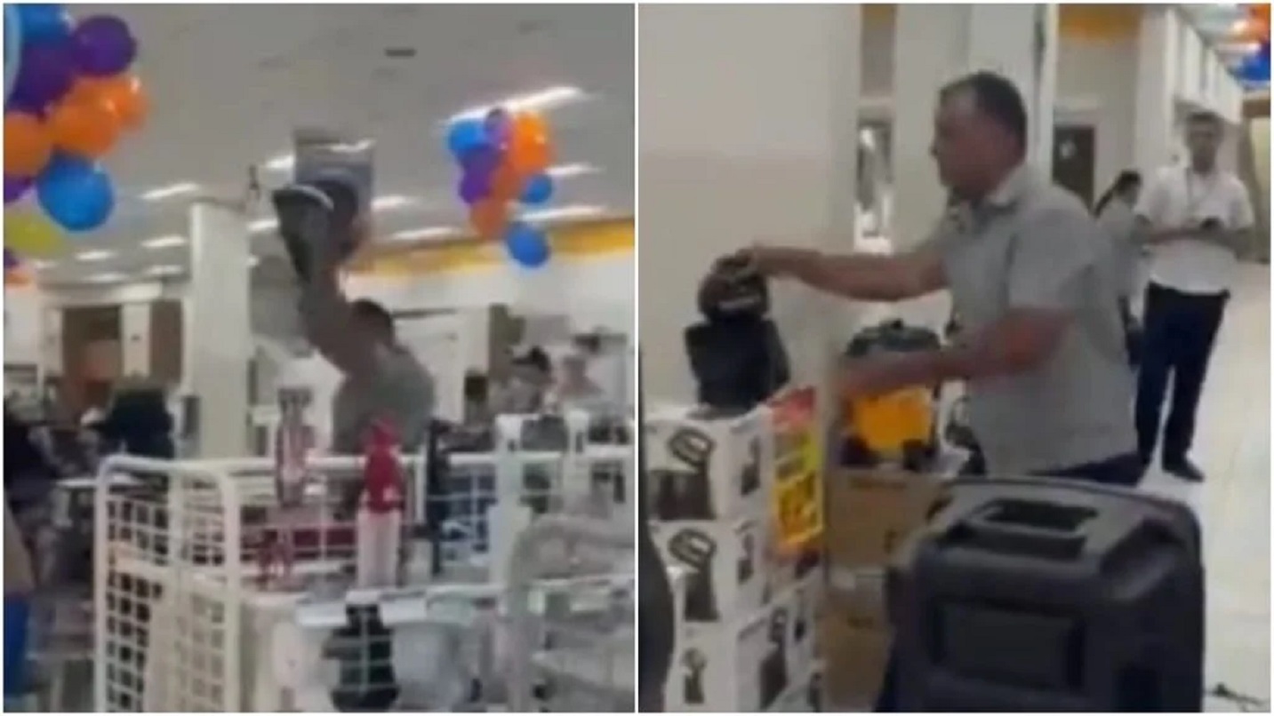 Homem destrói produtos em loja após não conseguir trocar caixa de som com defeito em MG