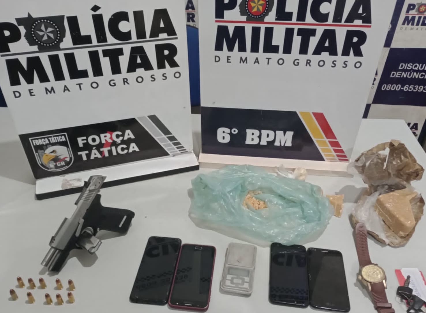 Força Tática prende quatro integrantes de organização criminosa com arma e drogas em Cáceres