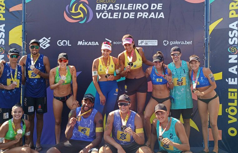 Duda e Ana Paula e Evandro e Arthur são campeões no vôlei de praia em Cuiabá