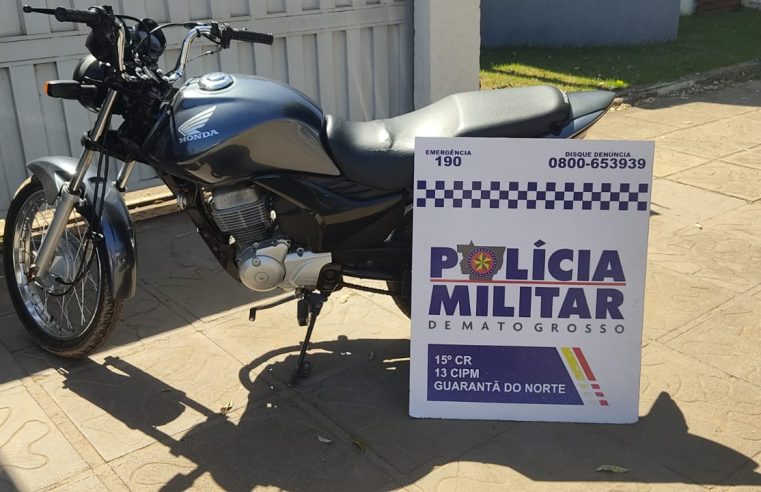 Polícia Militar apreende menor e recupera moto roubada em Guarantã do Norte.