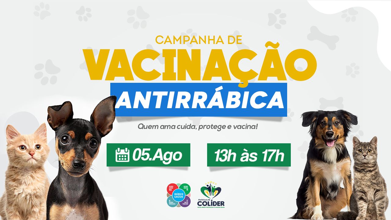 INÍCIO DA VACINAÇÃO CONTRA A RAIVA EM CÃES E GATOS SERÁ NESTE SÁBADO