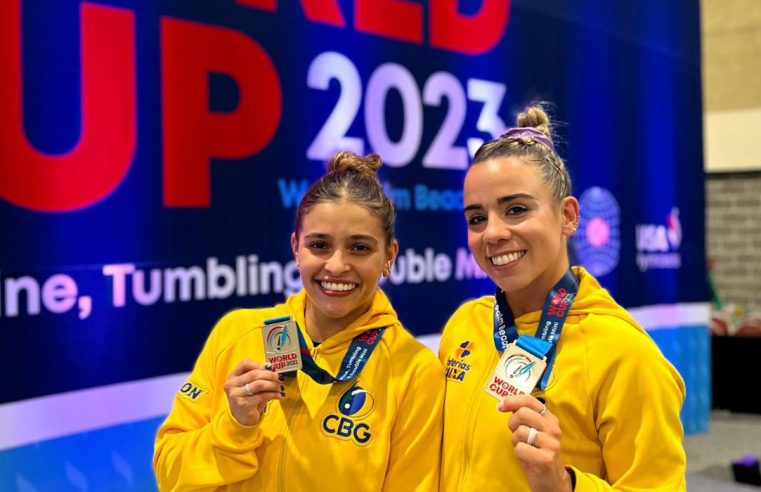Esportes Brasileiras são prata na Copa do Mundo de ginástica de trampolim