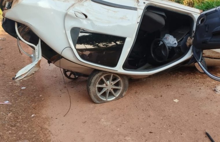 Condutor capota veículo na linha cozer em Guarantã do Norte, é encaminhado para o Hospital municipal com traumatismo cranioencefálico