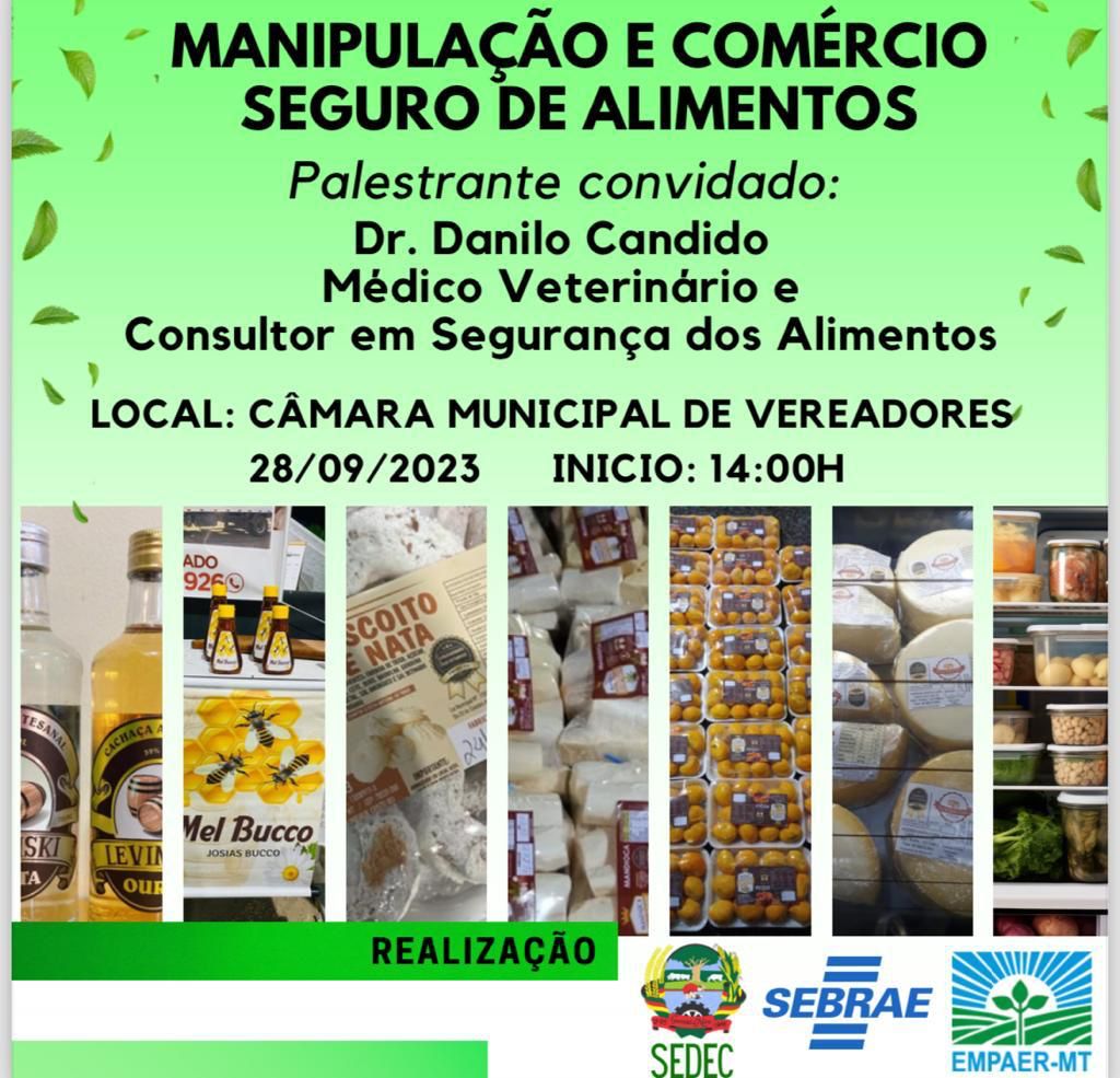 SEDEC de Guarantã do Norte realizará palestra sobre Manipulação e Comércio Seguro de Alimentos.