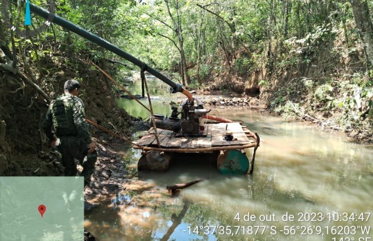 Sema-MT desmonta garimpo ilegal na nascente do Rio Paraguai