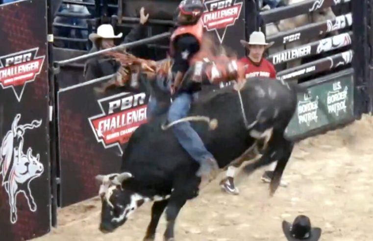 Peão de rodeio de Mato Grosso fica em 3º lugar em torneio da PBR nos Estados Unidos