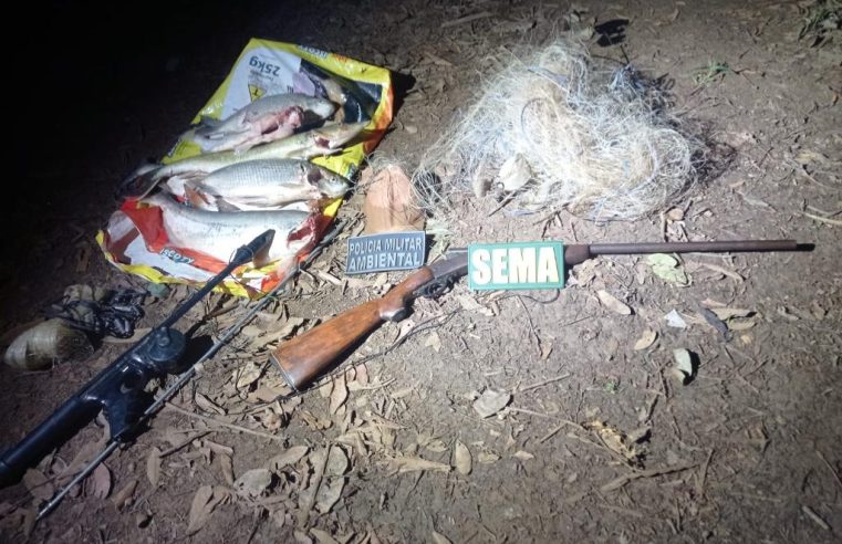 Sema-MT e PM apreendem 21 kg de pescado ilegal e arma de fogo em Sinop