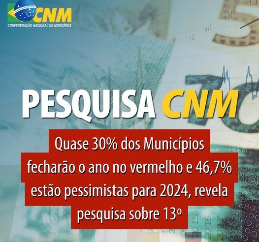 Pesquisa nacional revela que muitos municípios fecharão o ano no vermelho