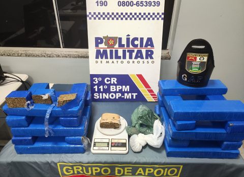 Dupla é presa pela Polícia Militar com 20 quilos de maconha em Sinop